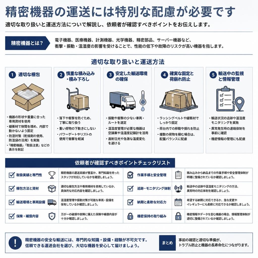 精密部品運送の注意点