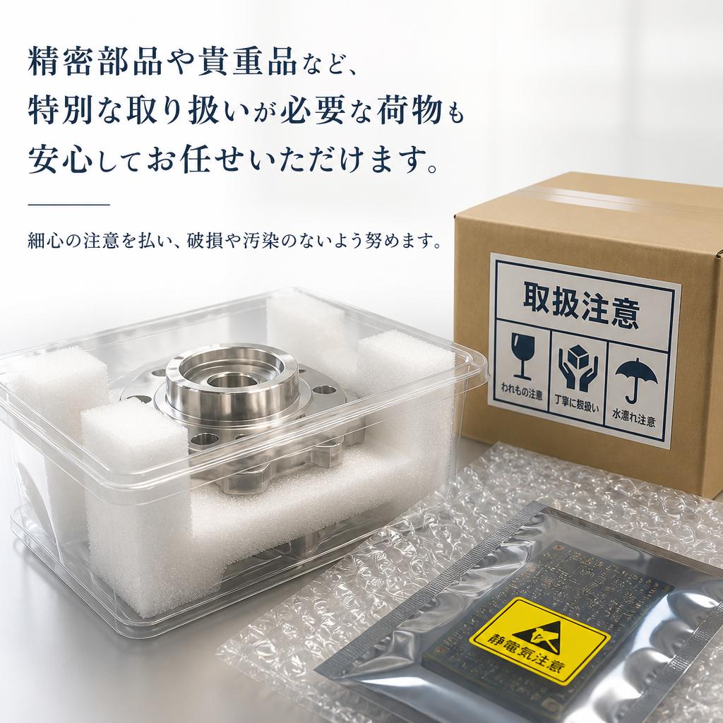 精密部品の安全配送
