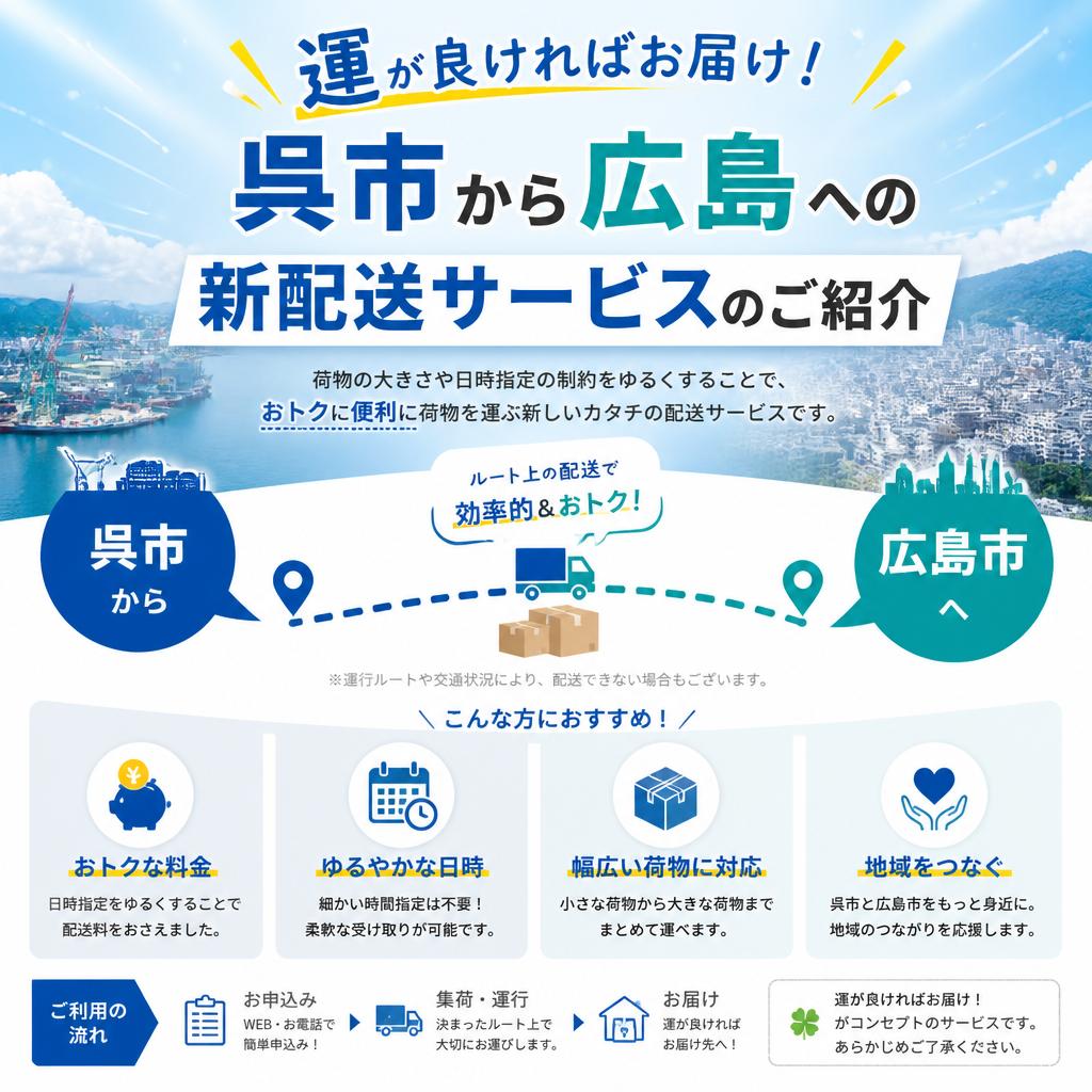 運が良ければお届け！呉市から広島への新配送サービスのご紹介