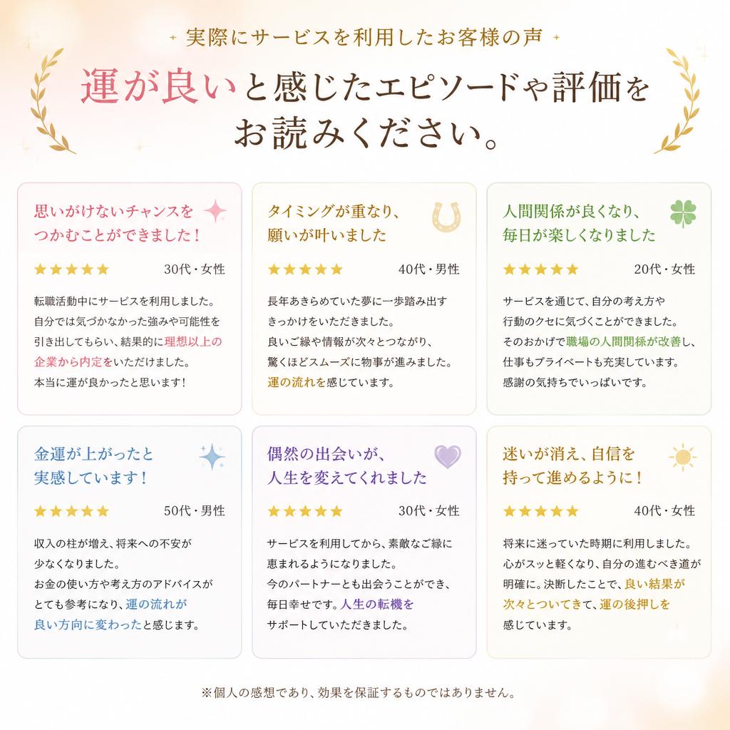 お客様の声:運が良かった体験談