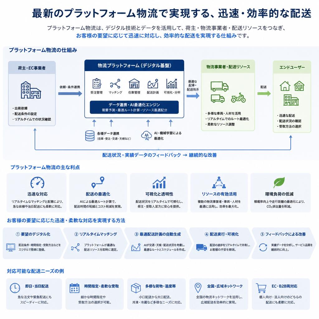 私たちの配送プラットフォームの特徴