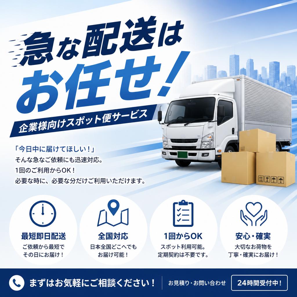 急な配送はお任せ！企業様向けスポット便サービス