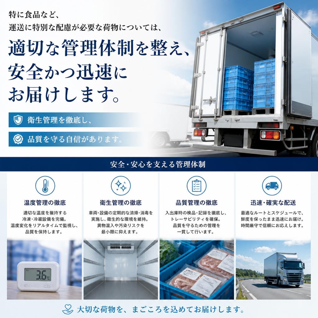 食品運送もお任せ!安全と品質を守る配慮