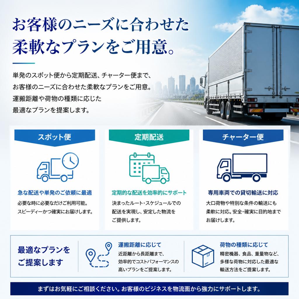 豊富な運送プラン