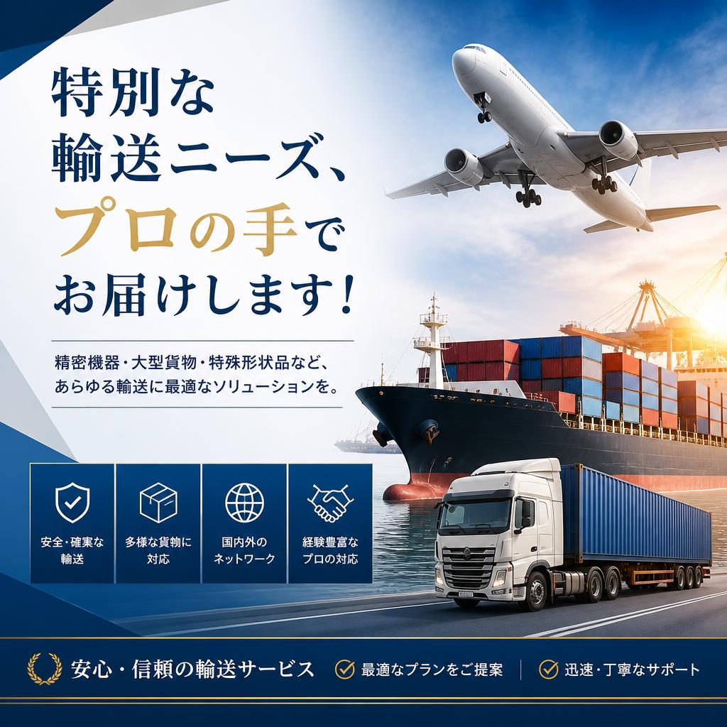 特別な輸送ニーズ、プロの手でお届けします！