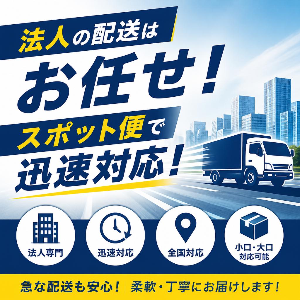 法人の配送はお任せ！スポット便で迅速対応！