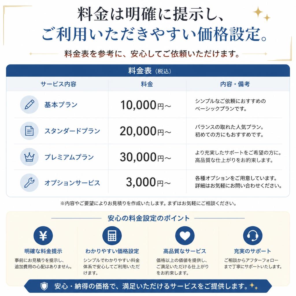 明確な料金設定