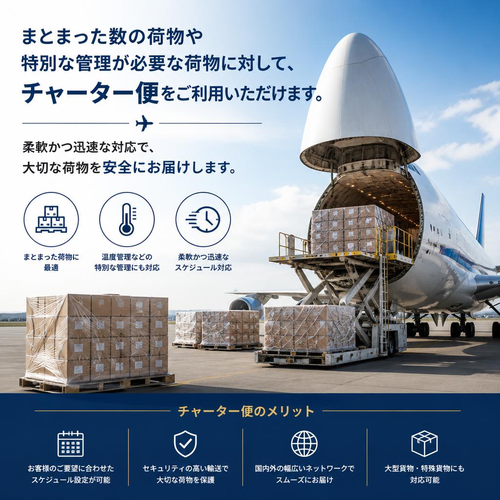 特別な荷物も安心のチャーター便