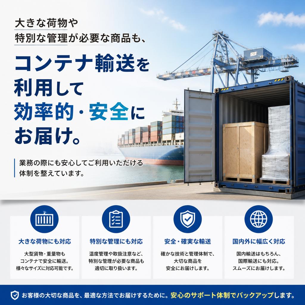 コンテナ輸送で安心な運送