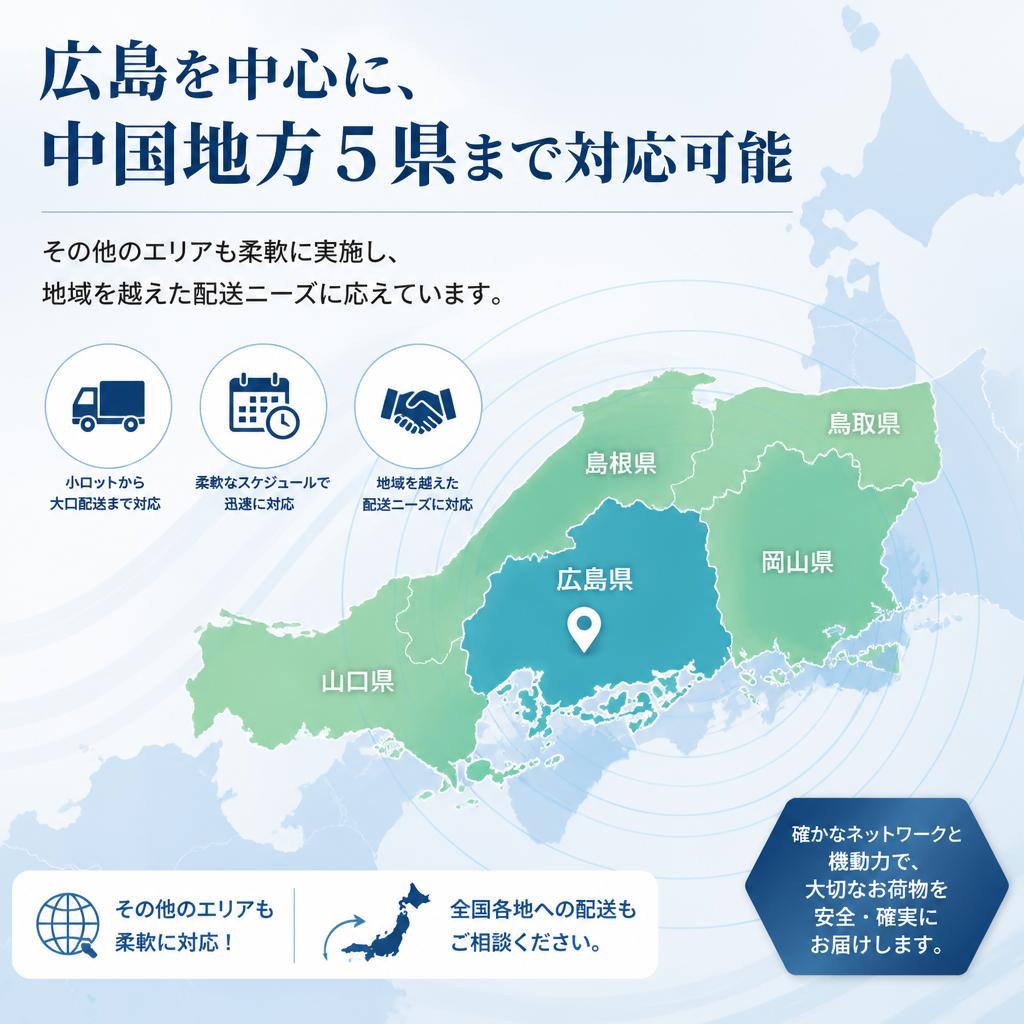 広島を中心とした広域配送対応
