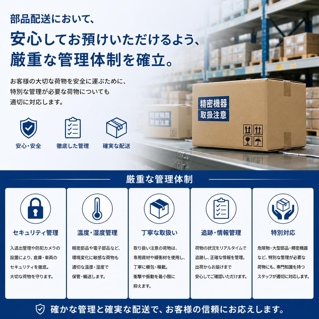 安心の取り扱い、丁寧な配送
