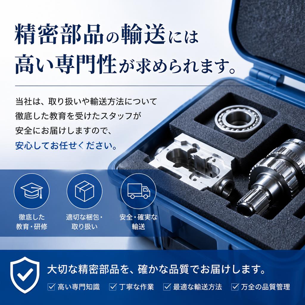 部品輸送の安全性と迅速性