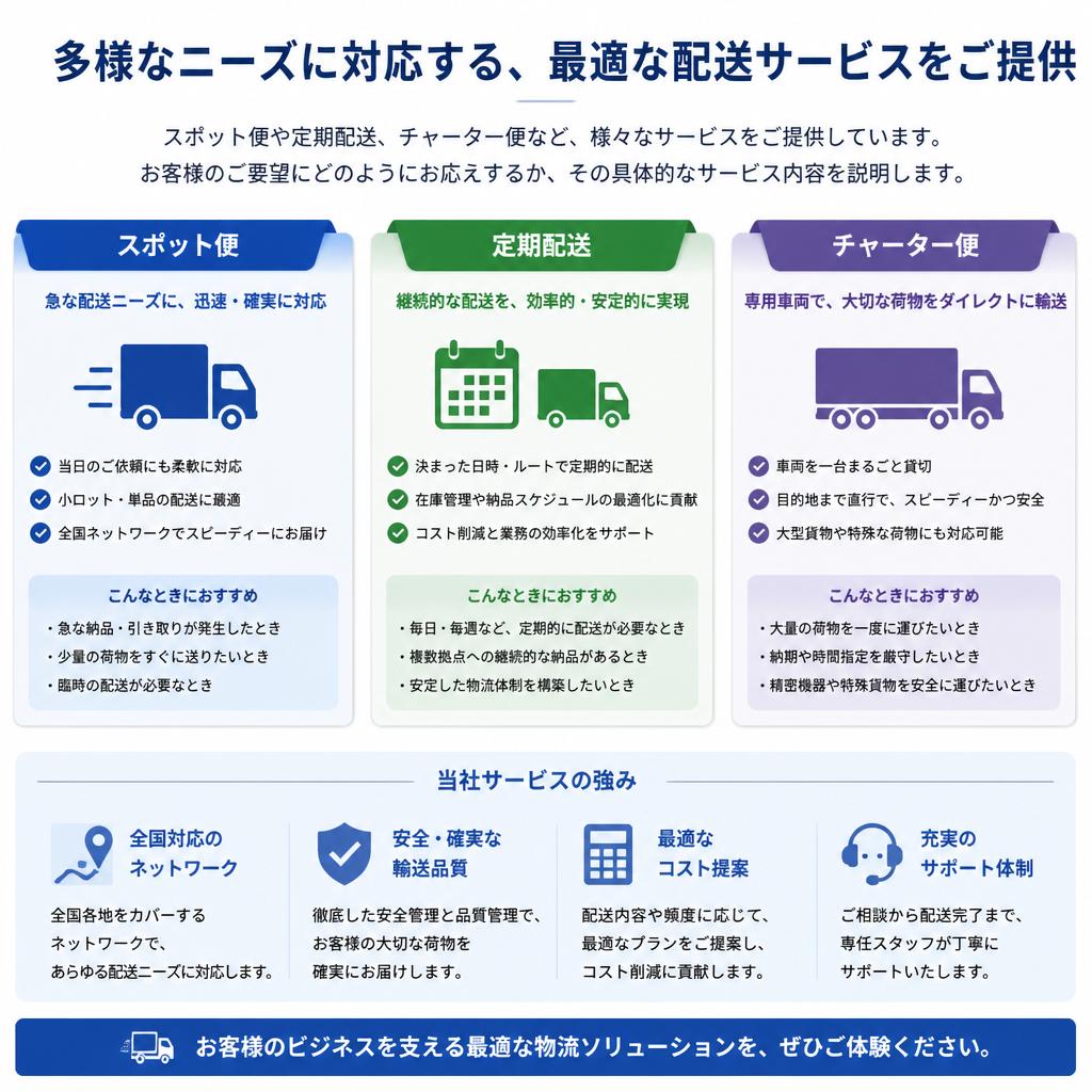 多様なニーズに応える柔軟なサービス