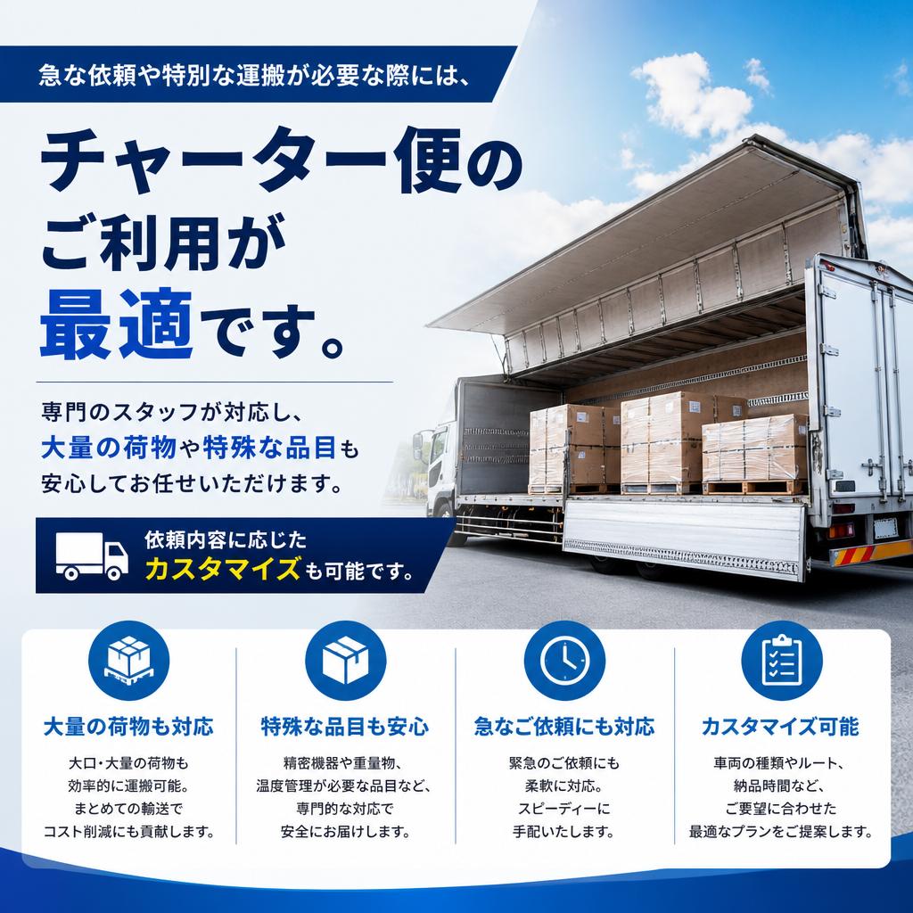チャーター便の柔軟性で多様なニーズに対応