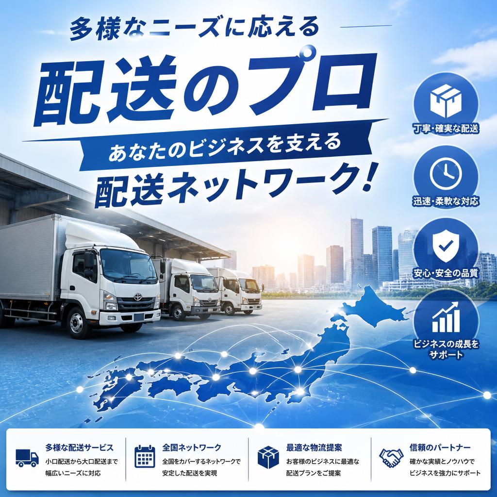 「多様なニーズに応える配送のプロ」あなたのビジネスを支える配送ネットワーク！