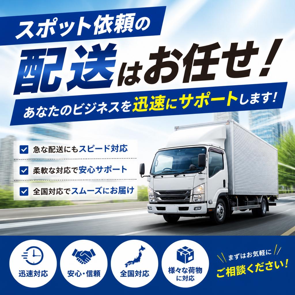 スポット依頼の配送はお任せ！あなたのビジネスを迅速にサポートします！