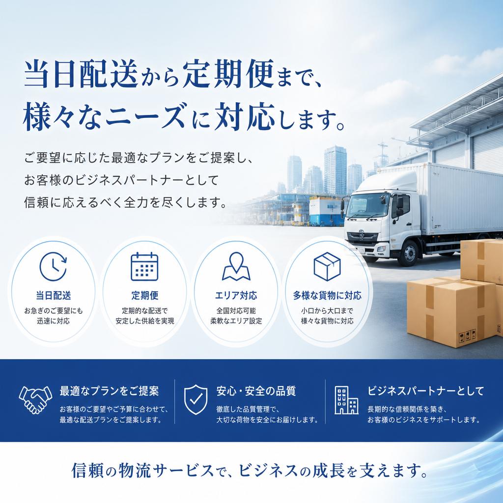 迅速な対応、柔軟な配送プラン